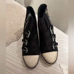 Ash Black and White Thelma Wedges Sz 8